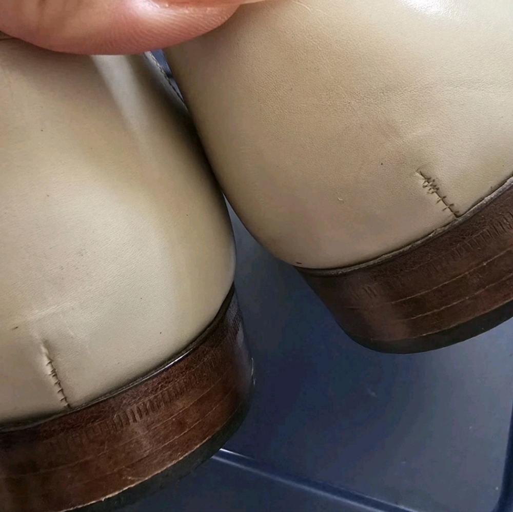 Vtg Mezlan Men Shoes US 11 M Loafers Slip On Beige Calf Skin Leather Made Spain - Picture 10 of 14